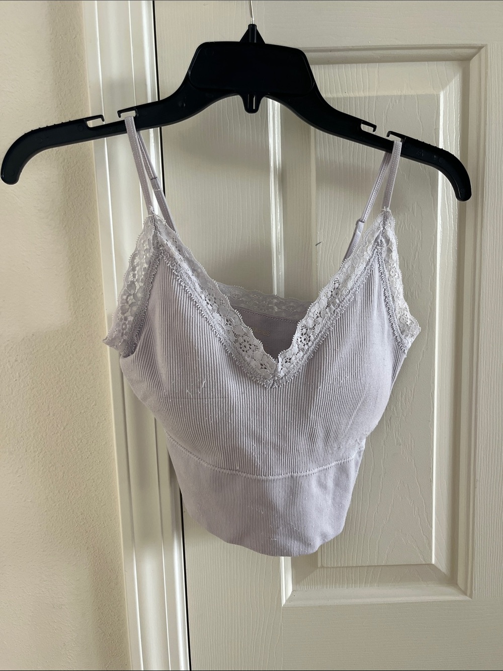 No Boundaries Lavender Lace-Trim Ribbed Camisole